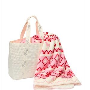 Victoria's Secret Cozy Plush Blanket and Bling Tote Bag Set